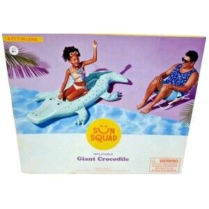 Sun Squad Giant Crocodile Inflatable Swimming Pool Float/Raft 6ft long GYM